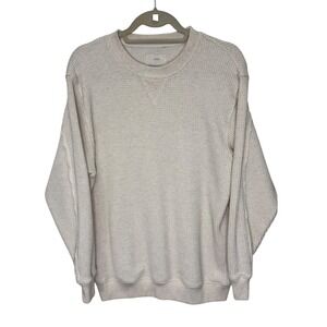 Aerie Waffle Knit Crewneck Long Sleeve Shirt Cream XS